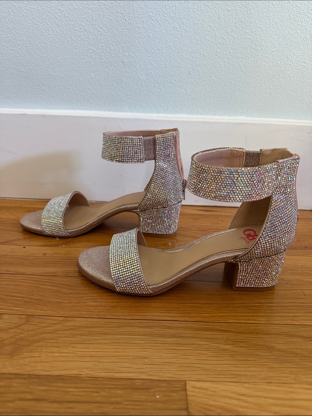 GB Girls Sparkly Crystal Ankle Strap Sandals